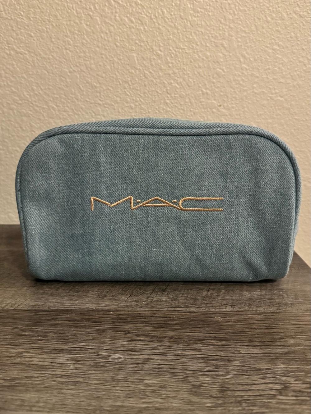 MAC Cosmetics Men's Slate Blue Toiletry Bag with Gold Logo